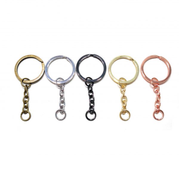 26mm (In-Belt Width) Metal Flat Key Ring with Small Chain