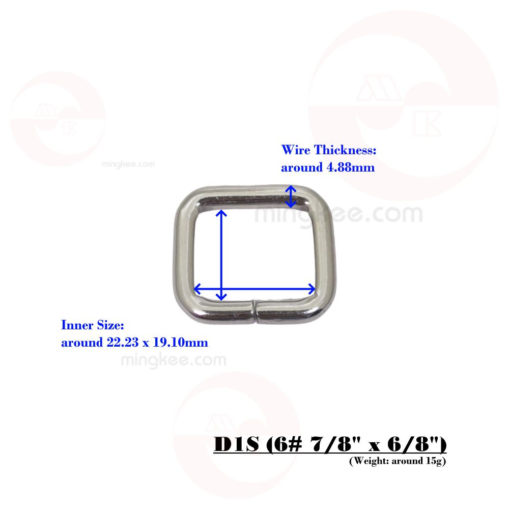 22mm (In-Belt Width) Iron Square Rectangular Wire Buckle for Bag / D.I.Y. / Leather-Made Item use